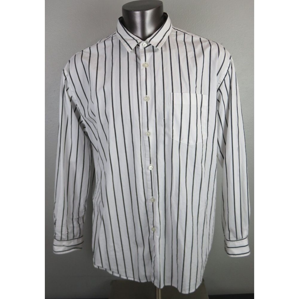 Mens Hugo Boss Dress Shirt Size XXL Relaxed Fit Button Front White Black Noah_P
